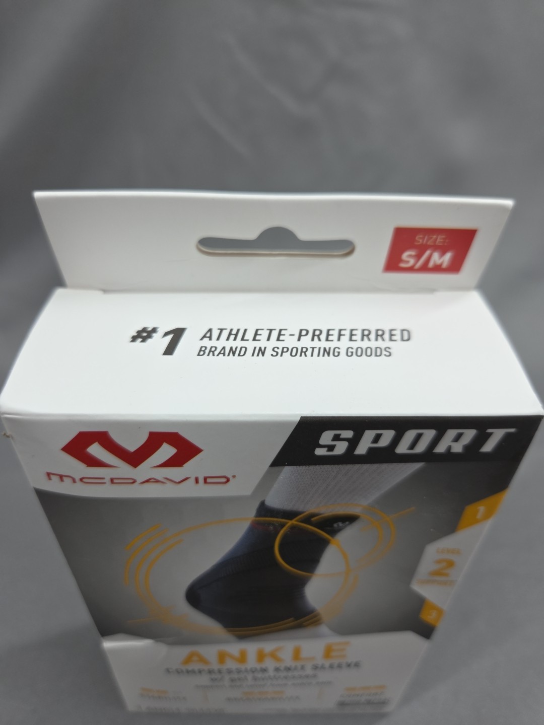 MCDAVID ANKLE COMPRESSION KNIT SLEEVE W/ GEL BUTRESSES, SMALL/MEDIUM – Gray NEW