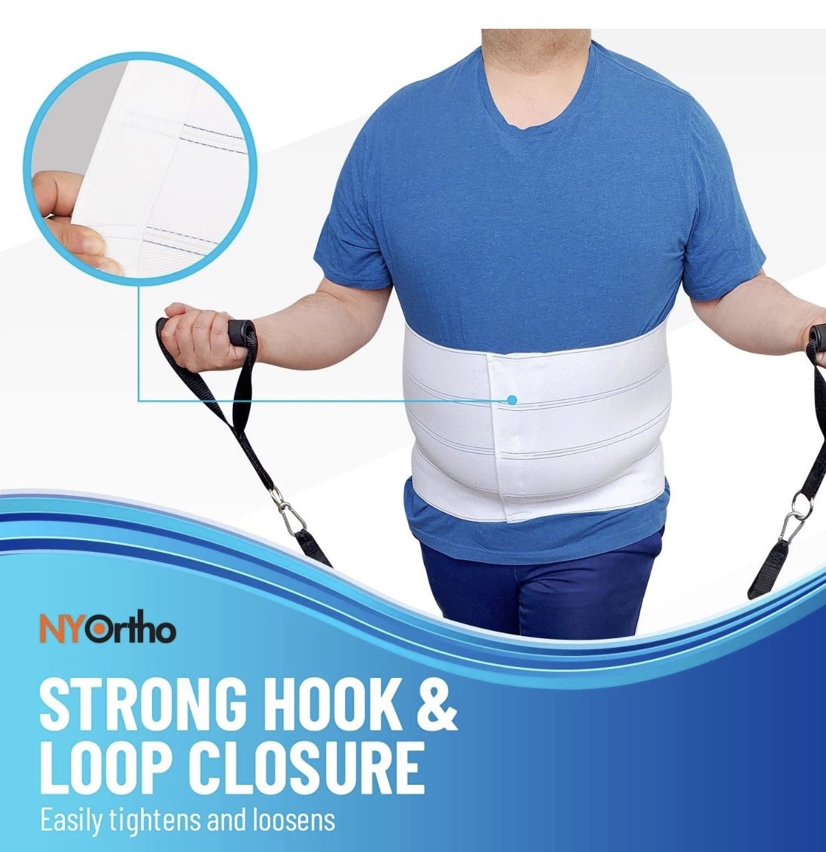 Abdominal Binder 12-Inch Wide Post-Surgery Stomach Compression Wrap, 30”-45”