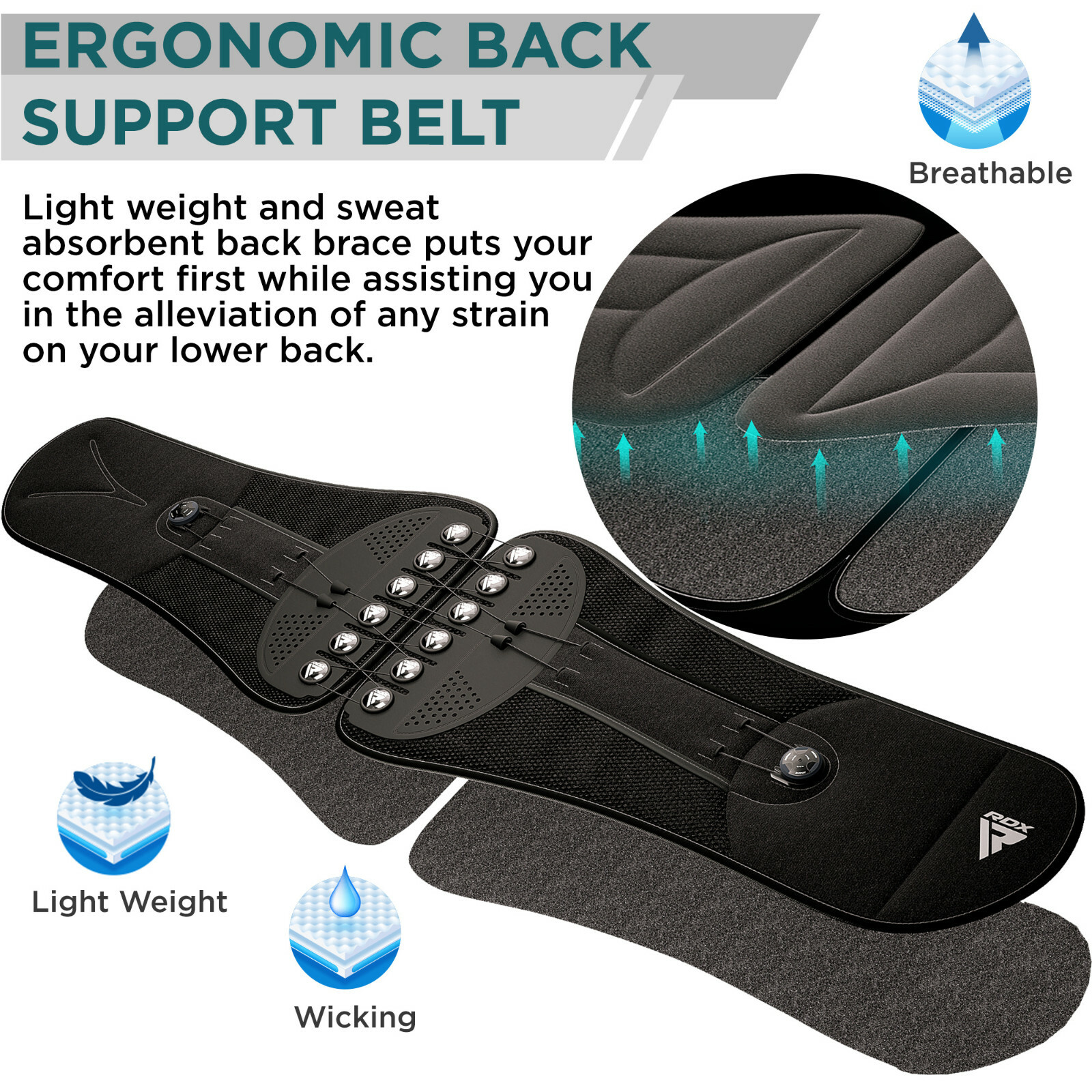 Back Brace Belt by RDX, Back Brace Support Men, Back Support, Pain Relief