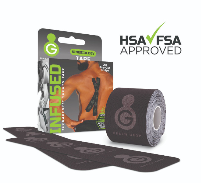 Kinesiology Tape Green Drop Black 2×10″ NonSterile MPN: KIN-1456 Case of 20