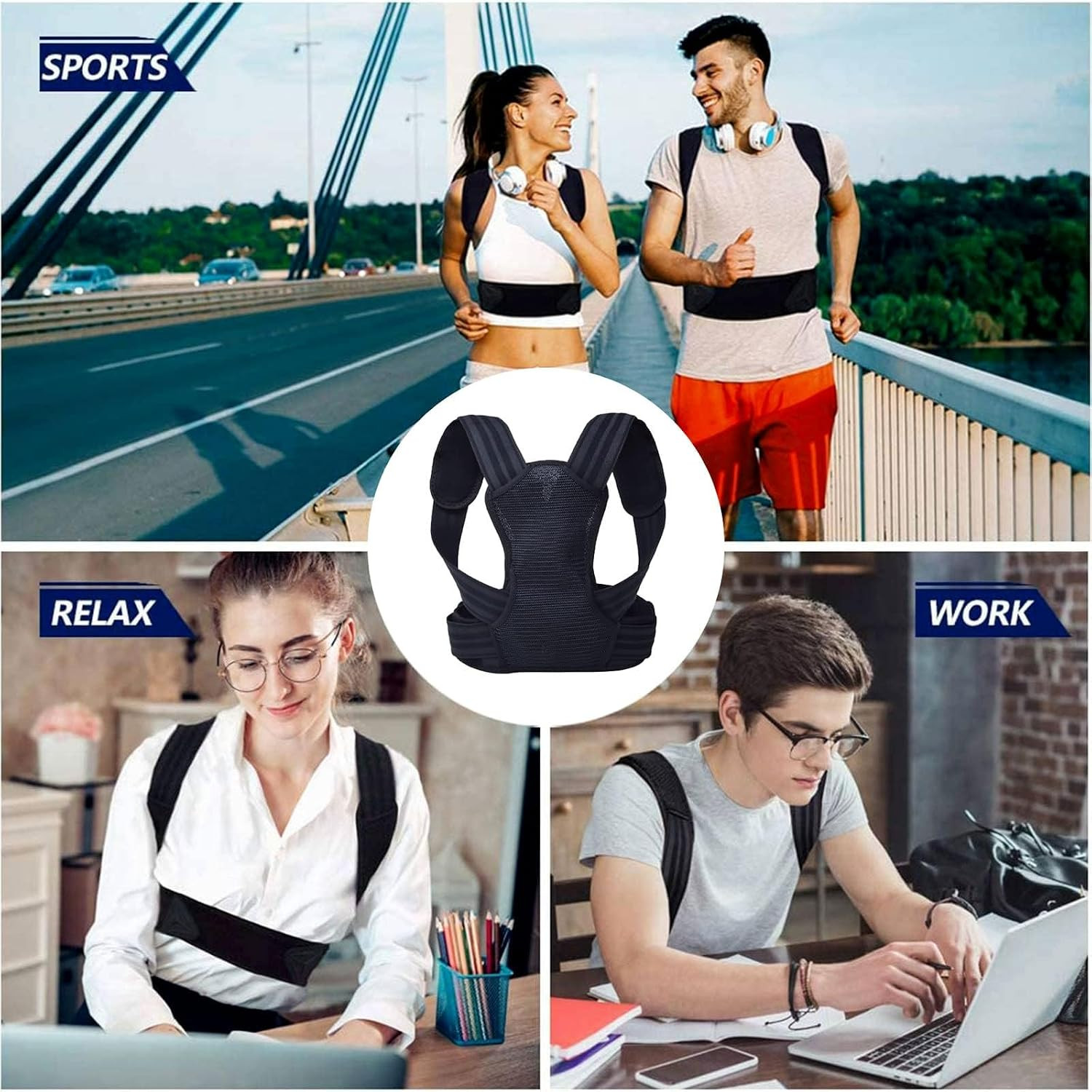 Posture Corrector for Kids Adjustable Back Straighter with Shoulder Pads Upper B