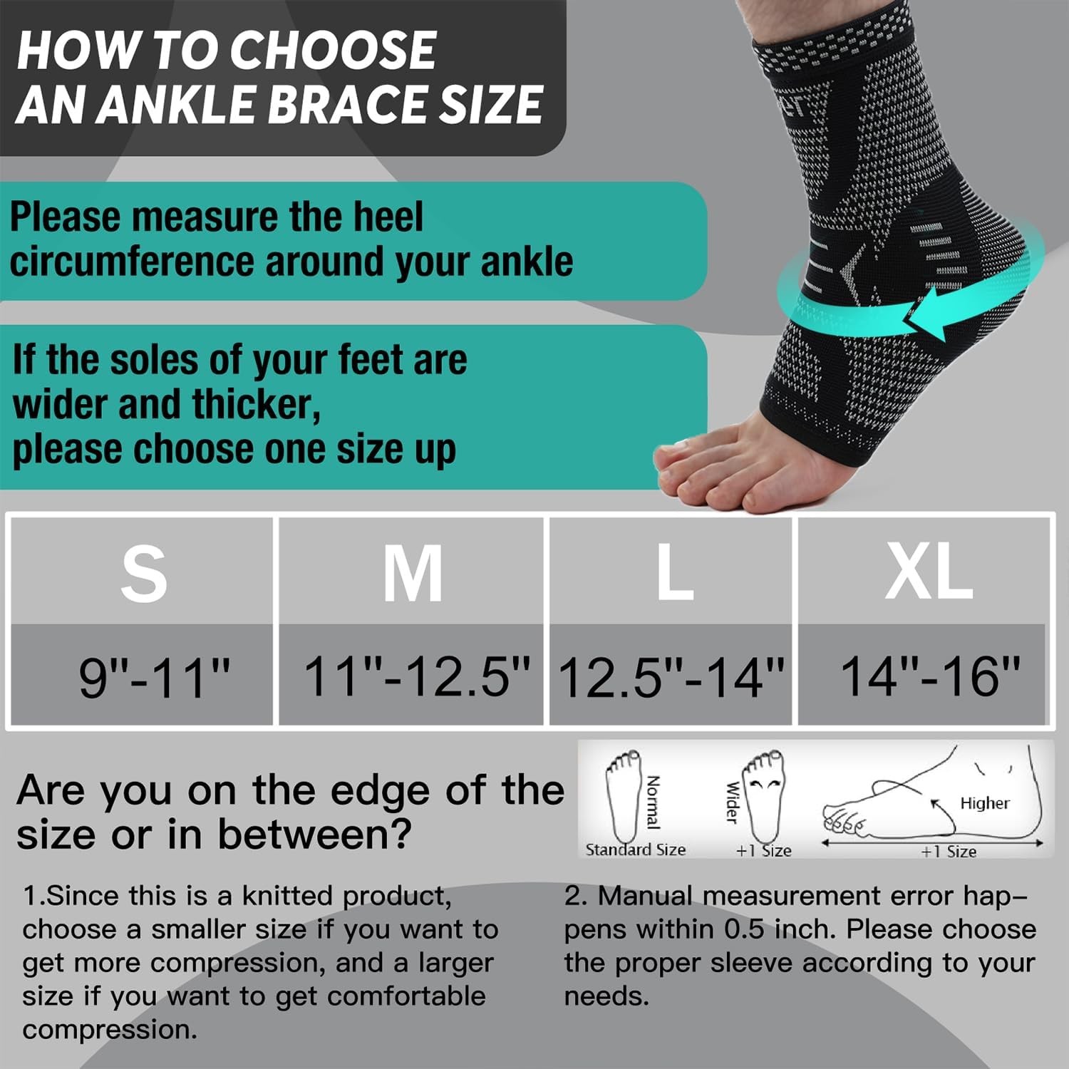 INDEEMAX Copper Ankle Brace Large, Copper-Silver Black 2 Pack