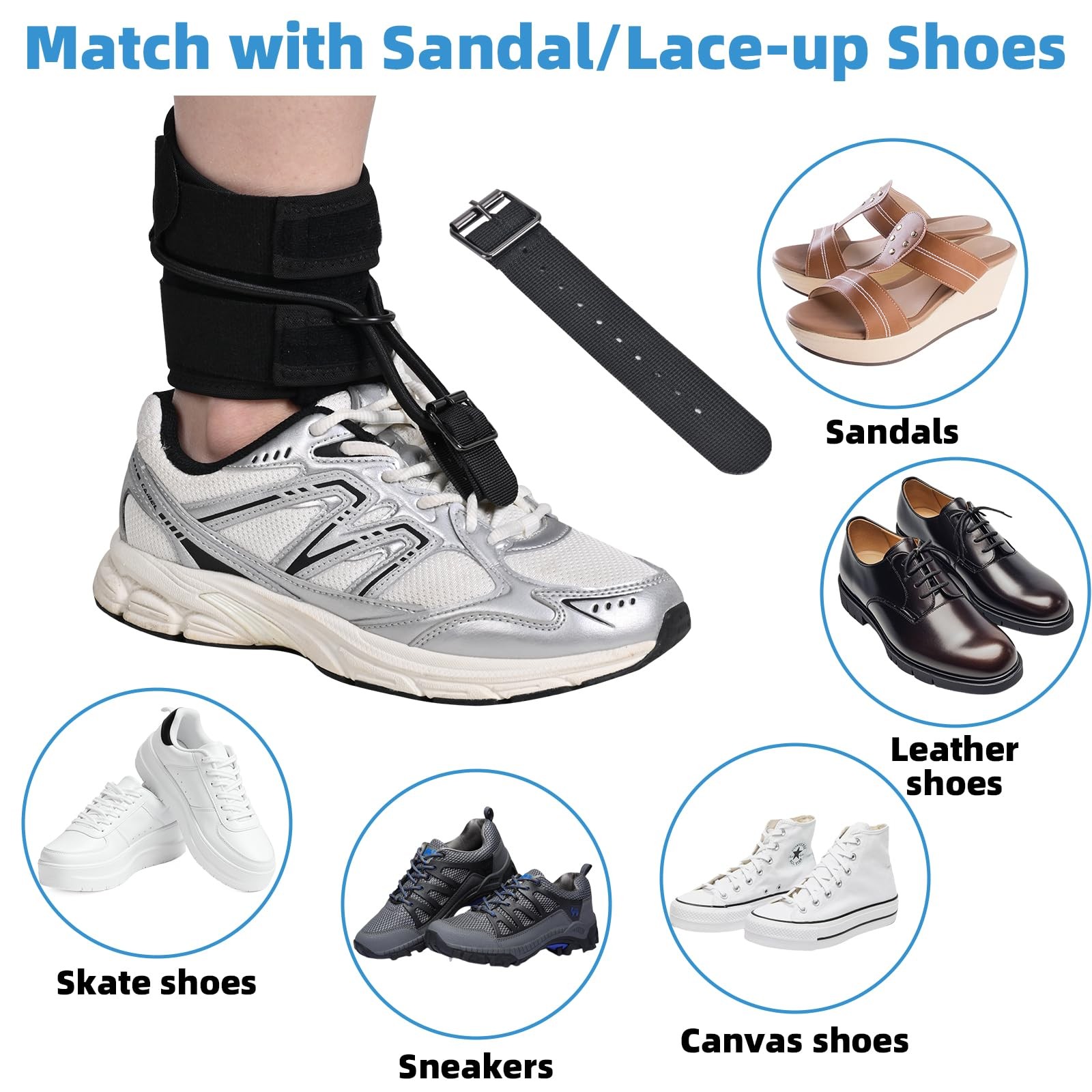AFO Foot Drop Brace for Walking with Shoes, Adjustable Ankle L, Black