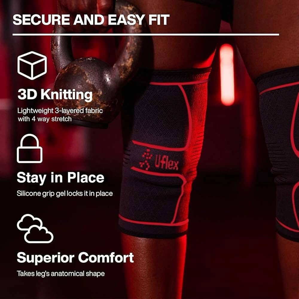 2 UFLEX Athletics Knee Sleeve Unisex SYK-1800 Size S (Small) Running Jogging 🏃