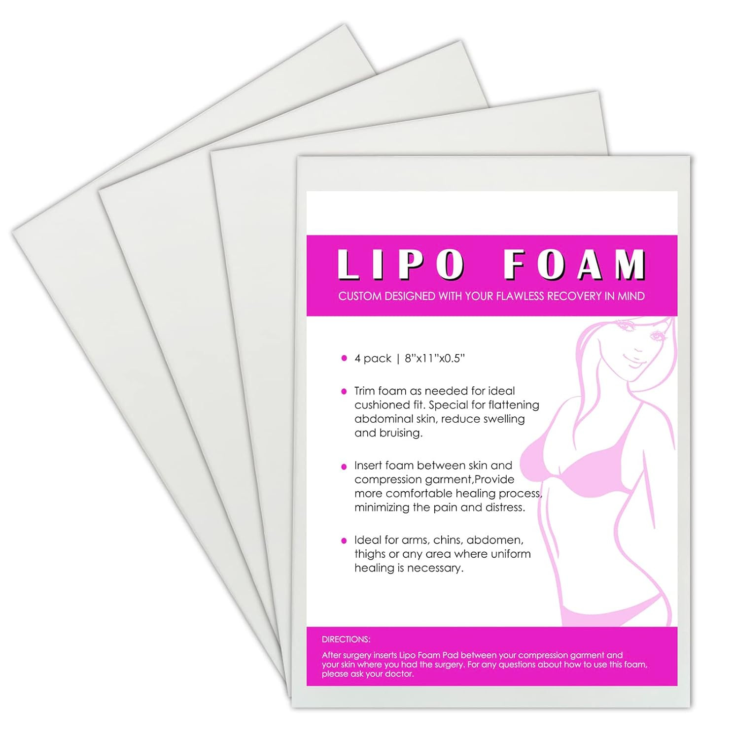 4 Pack Lipo Foam Post-Surgical Ab Board Flattening Abdominal Compression Board f