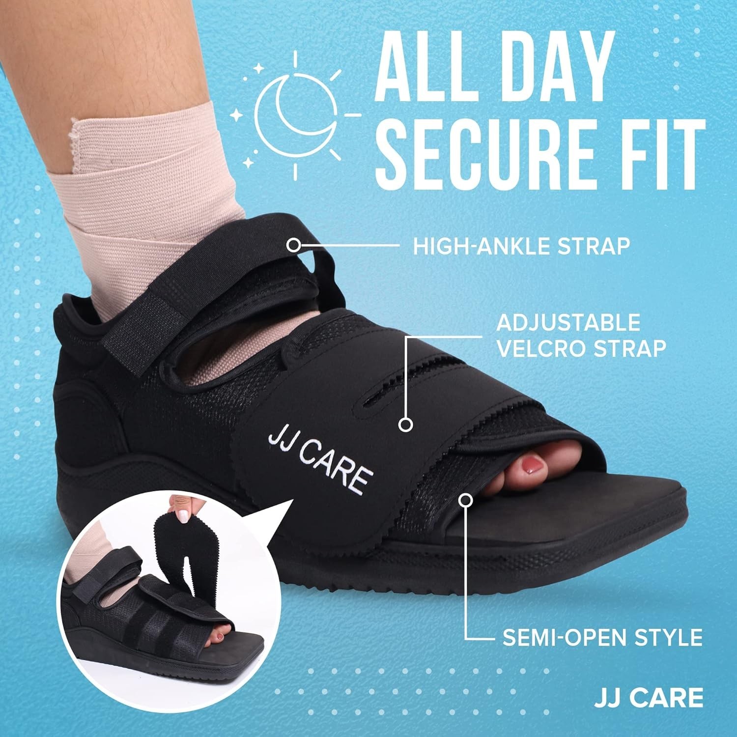JJ CARE Post Op Shoe Medical Walking Cast for Broken Foot Toe Ankle Surgery Larg