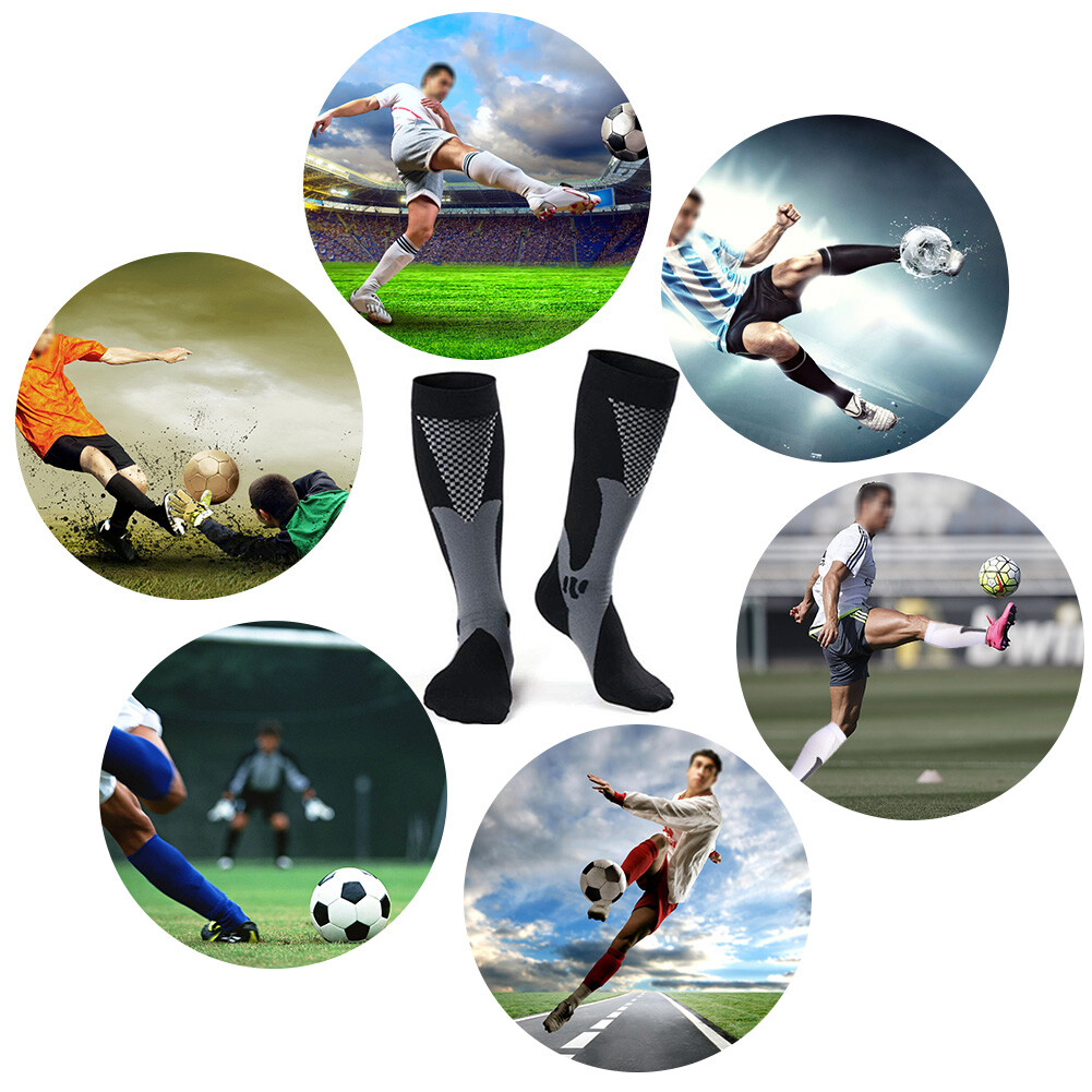 Athletic Long Socks, 2Pairs Compression Socks for Nurse Edema Diabetic Travel