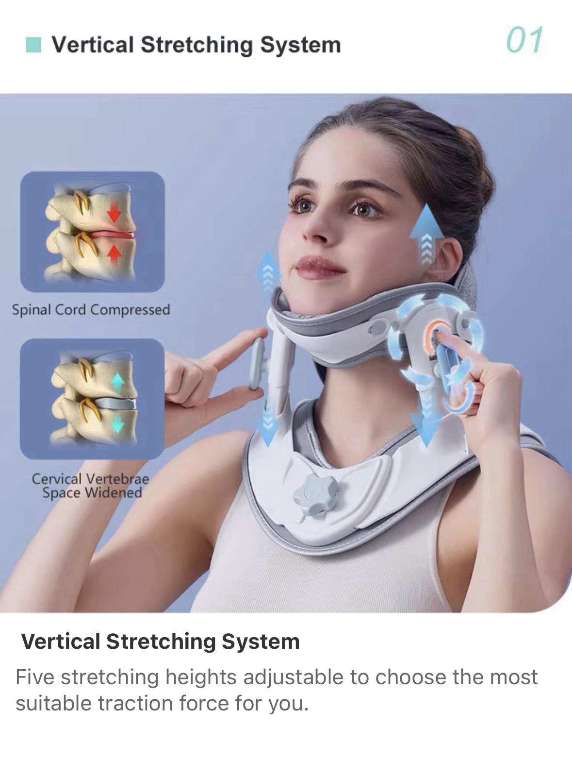 Neck Brace Support ,adjustable Cervical Stretchers , For All Neck Sizes