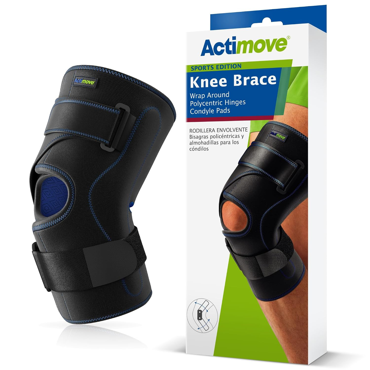 Sports Edition Knee Brace Wrap Around, Polycentric Hinges, Condyle Pads