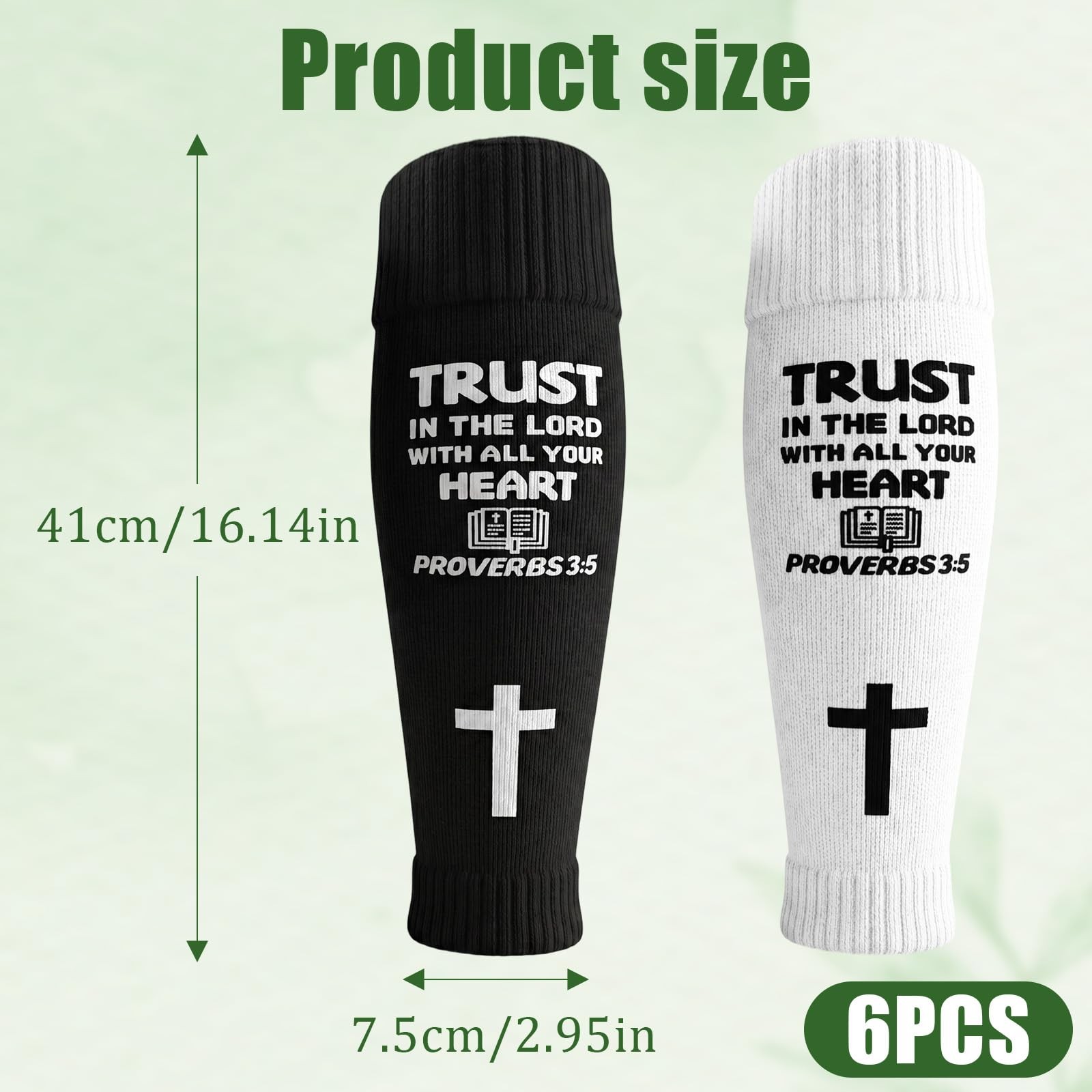 6 Pairs Soccer Shin Guard Sleeves Adult with Inspirational Verse, Pre Cut Soc…