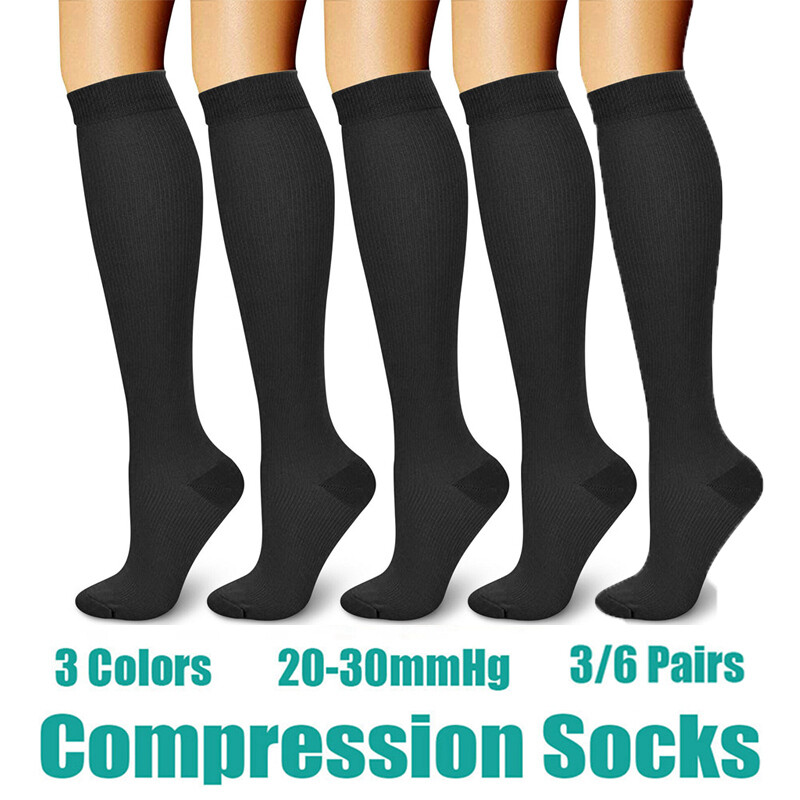 3/6Pair Big and Tall Compression Socks Pain Relief Calf Leg Support Stocking XL