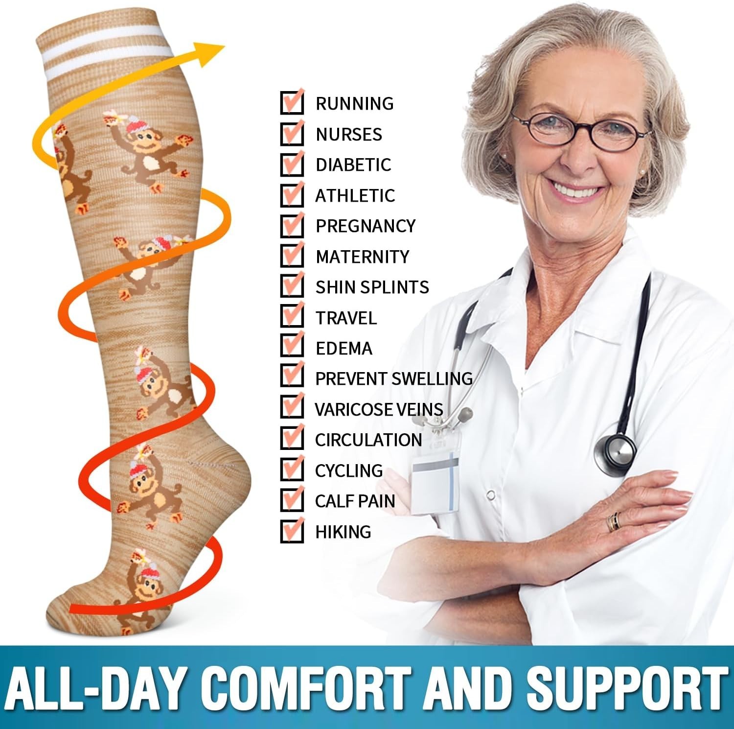 Bluemaple 6 Pack Copper Compression Socks for Women and Men Circulation-Best