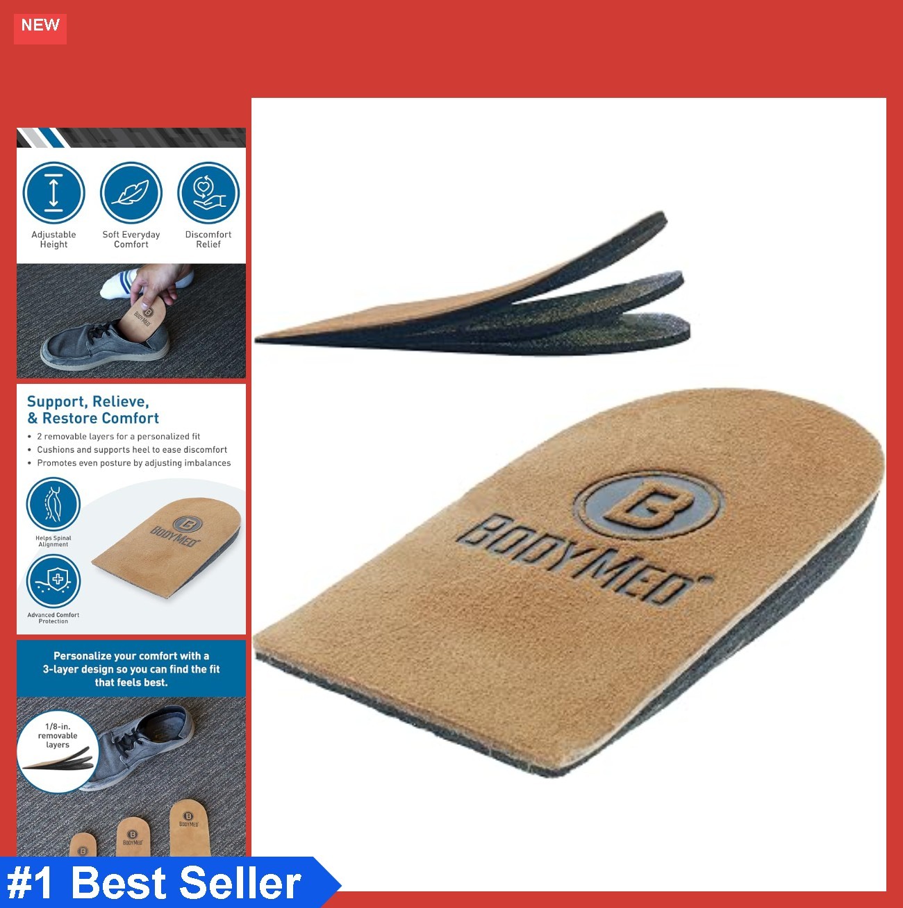 Adjustable Heel Lift Small Size 1 Pack Non-Slip Orthopedic Inserts for Leg