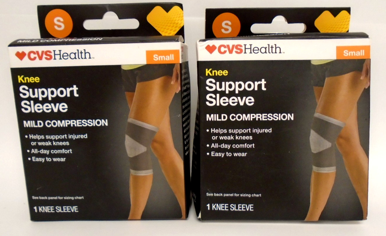 2 X CVS Health Knee Support Sleeves Mild Compression SMALL Damaged Packages F/S