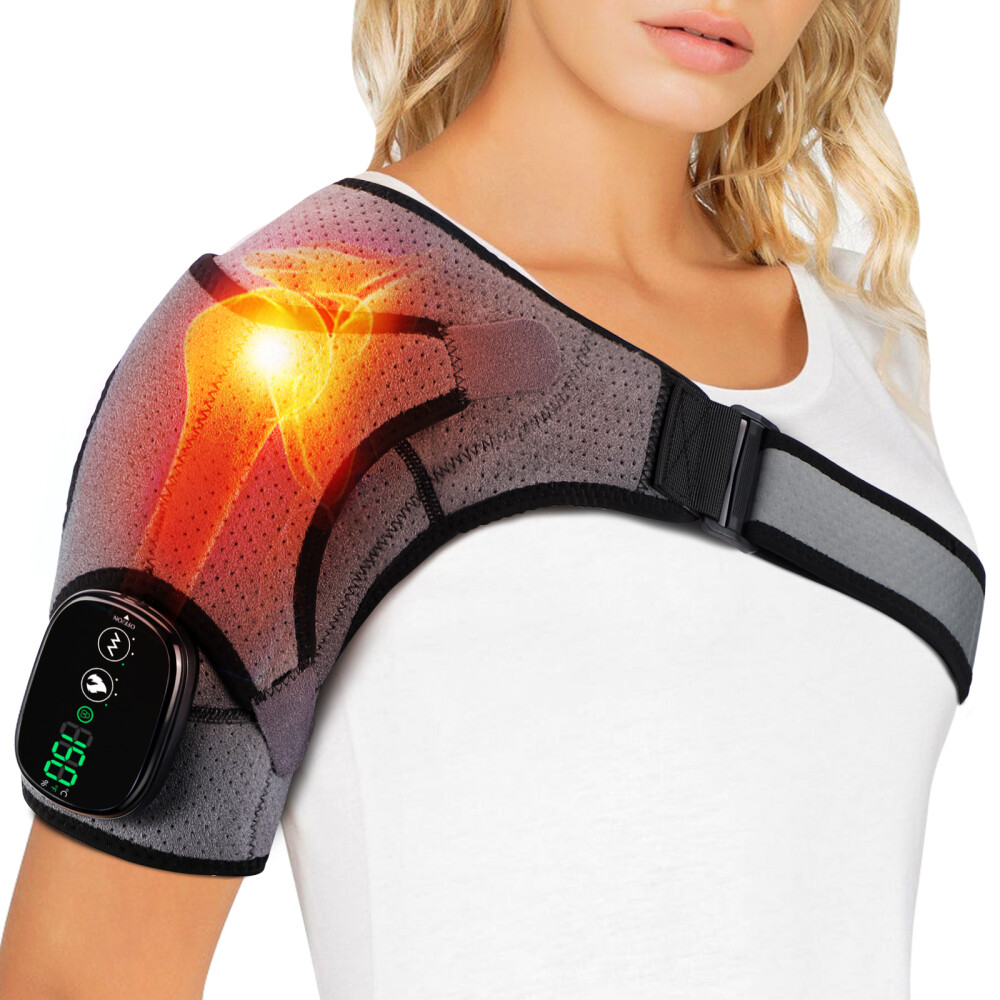 Electric Heated Shoulder Brace Massager Rotator Cuff Support Compression Wrap US