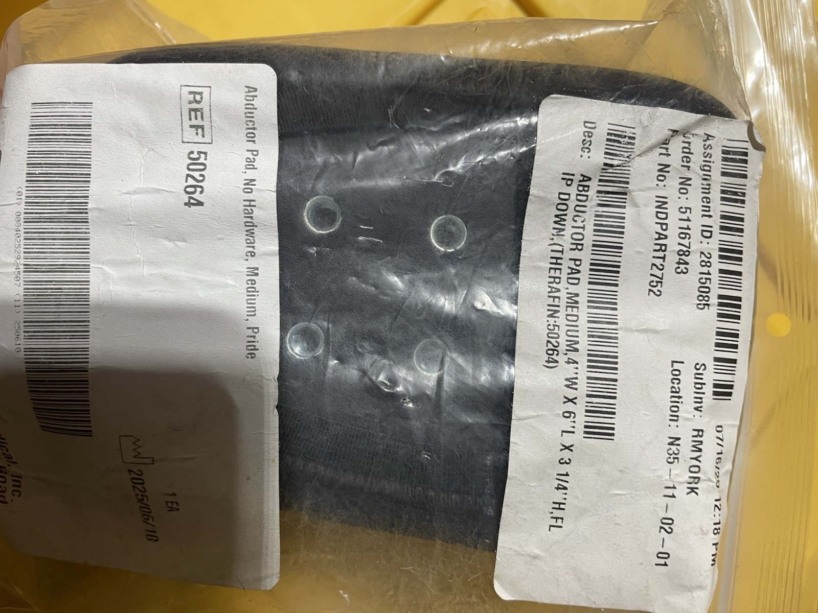 Therafin Abductor Pad Medium 4 x 6 x 3 1/4 in Black Hip Support MPN 50264