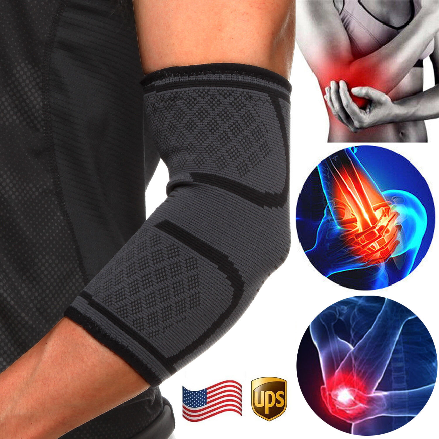 Elbow Brace Compression Support Arm Sleeve For Gym Arthritis Muscles Pain Relife