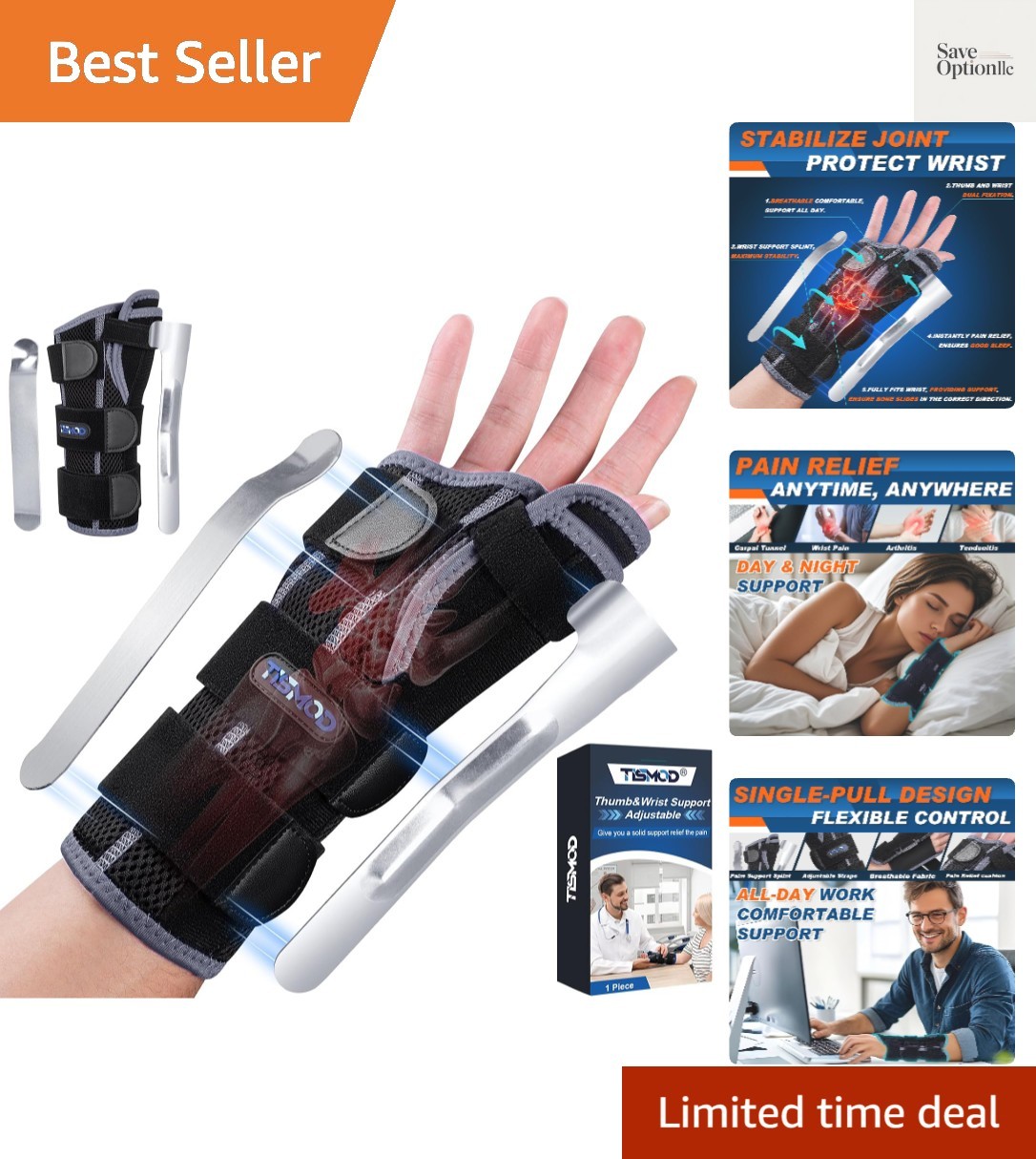 Wrist Thumb Brace Spica Splint Right Left Hand Adjustable | Carpal Tunnel Wri…