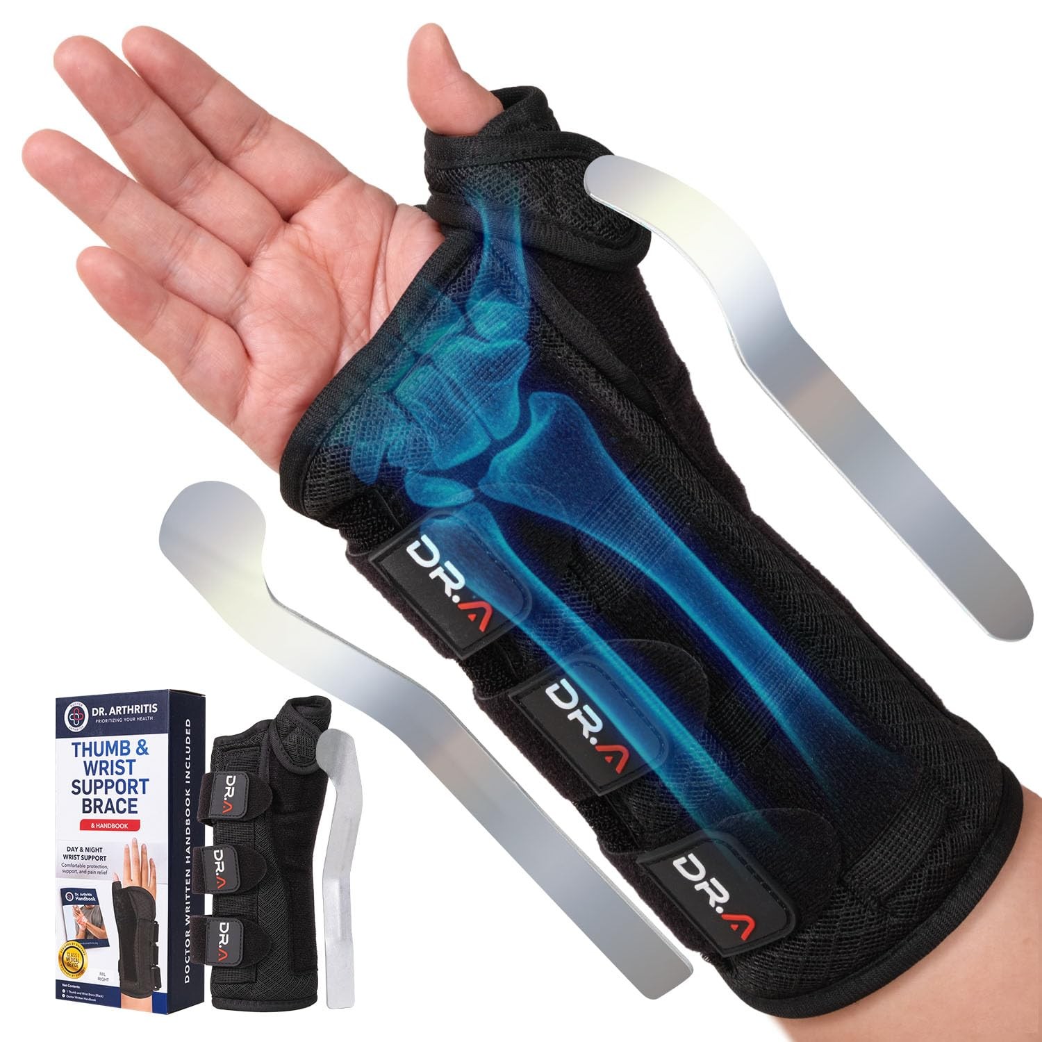 Carpal Tunnel Wrist Brace Night , Thumb Spica Splint Right Hand for De Querva…
