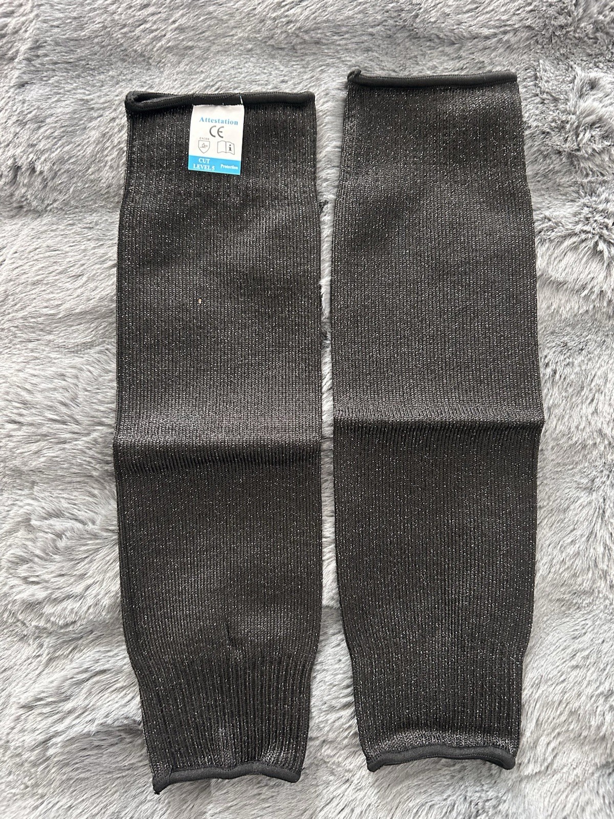 Black Cut Resistant Compression Arm Sleeves CE Certified Knitted Fabric