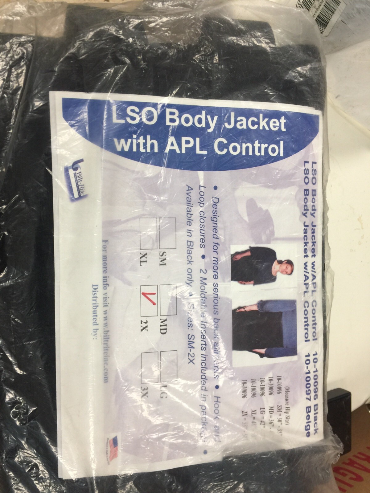LSO Body Jacket with APL Control, Black, 2X-Large -Brand New In Retail Packaging