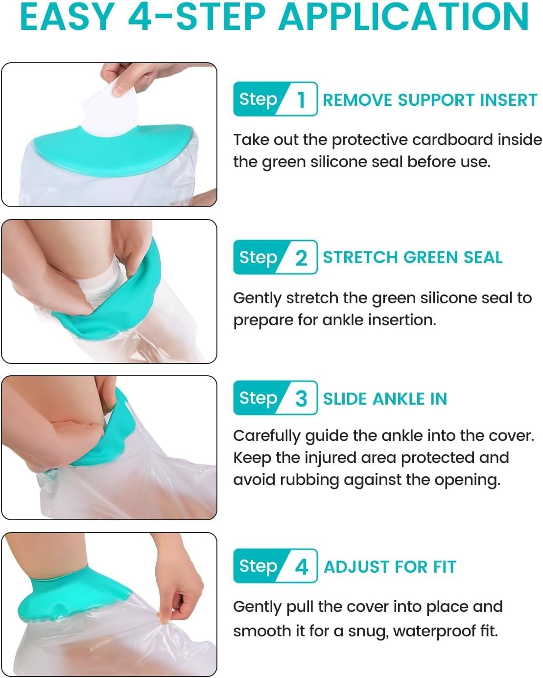 Waterproof Leg Cast Cover for Showering, Reusable Shower Sleeve for Foot Afte…