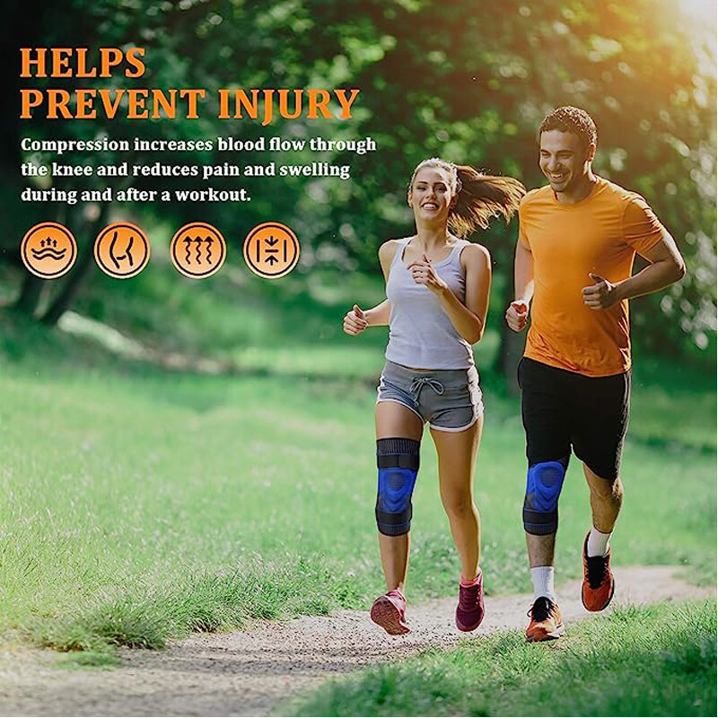 Knee Brace Compression Sleeve Support with Gel Pad Side Stabilizers Patella Wrap