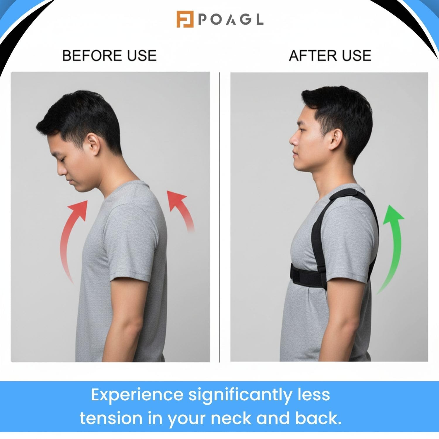 Adjustable Posture Corrector Brace for Men – Universal Fit Upper Back, Shoulder