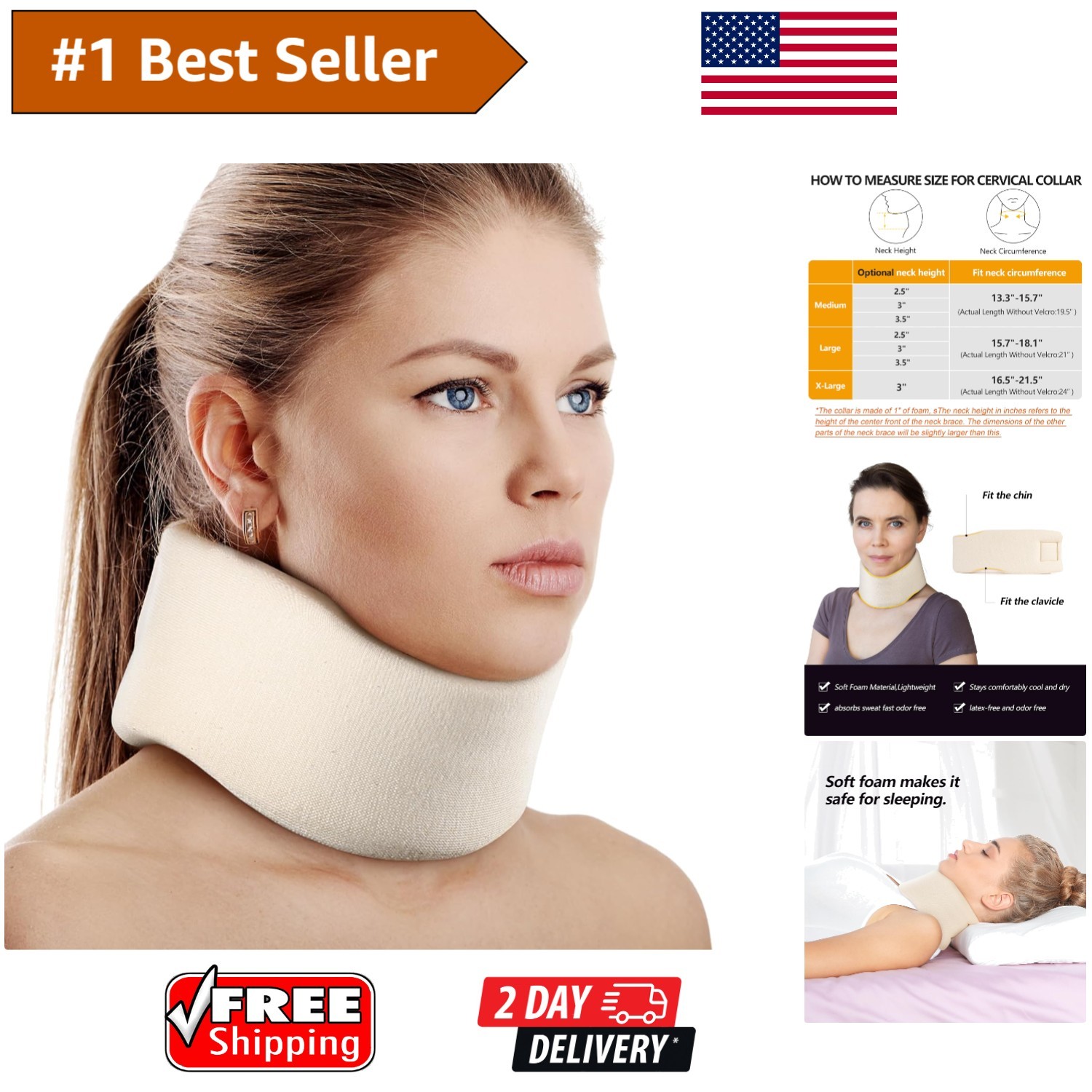 Lightweight Cervical Collar – Soft Foam Neck Brace for Sleep & Daily Use