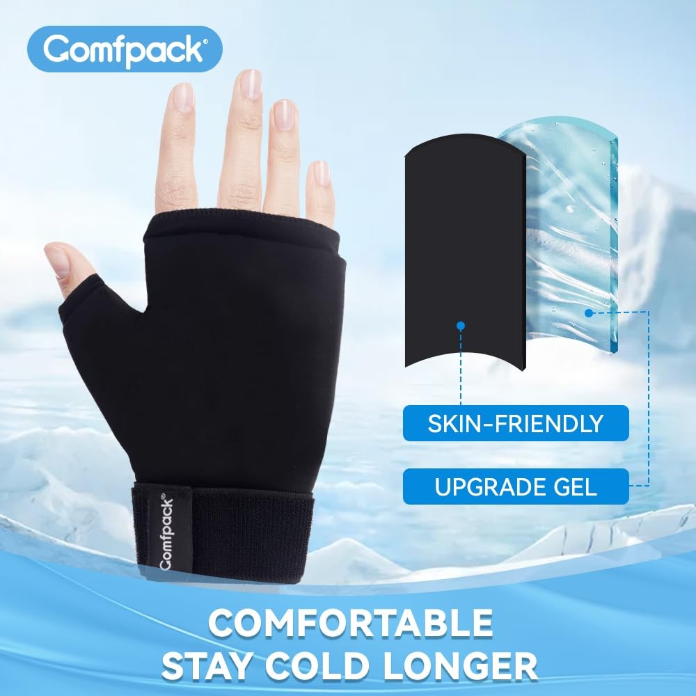 Hand Ice Pack Gloves for Arthritis, 2PCS Wearable Thumb Ice Pack Wrap, Hot Co…