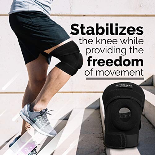 Physix Gear Knee Brace for Men & Women – Adjustable Patella Medium Black/Grey