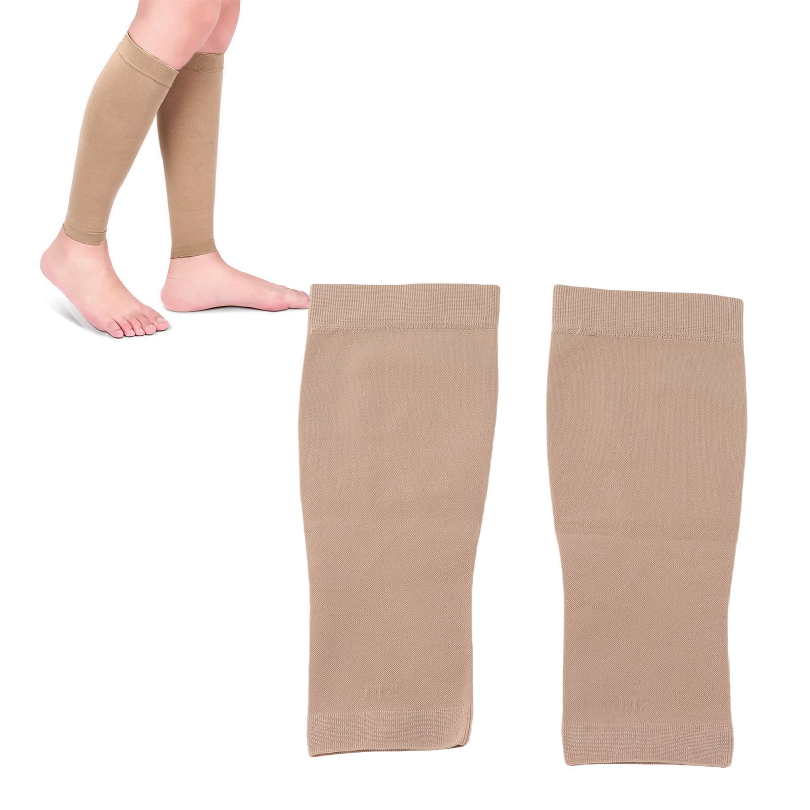 SKIN COLOR L 1 Pair Compression Sleeve Elastic Calf Sleeve For Running Hiking
