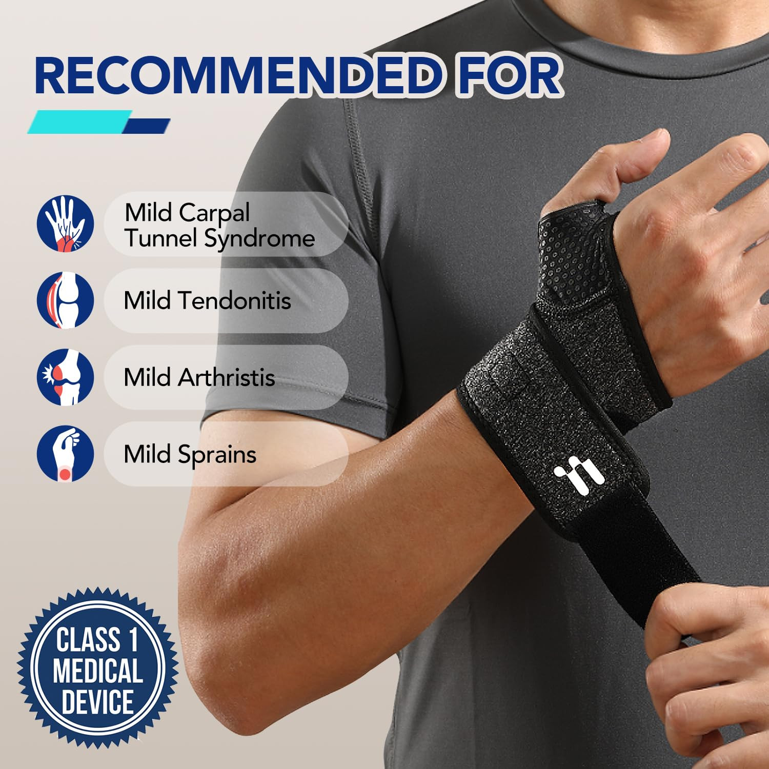 Wrist Brace with Soft Thumb Opening for Mild Carpal Tunnel Tendonitis Arthritis