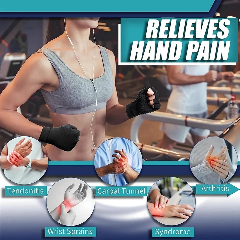 Copper Arthritis Compression Gloves Hand Support Pain Relief Joint Self Care US