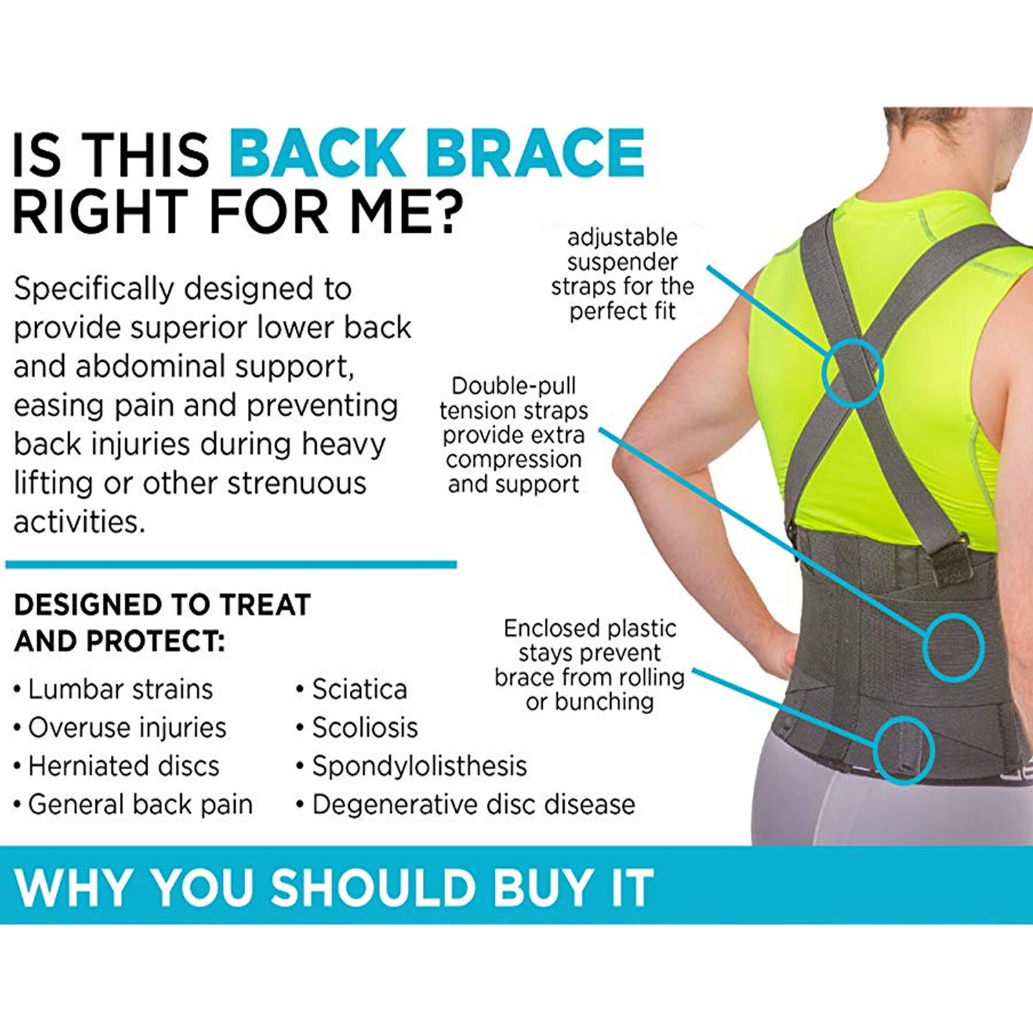 Adjustable Lower Back Brace Lumbar Support Waist Belt For Pain Relief