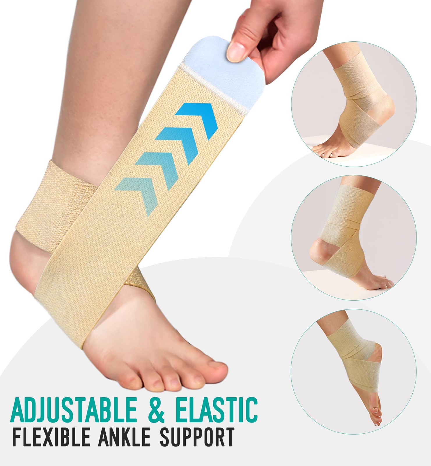 HiRui Ankle Support Brace for Men & Women, Adjustable Large, Khaki