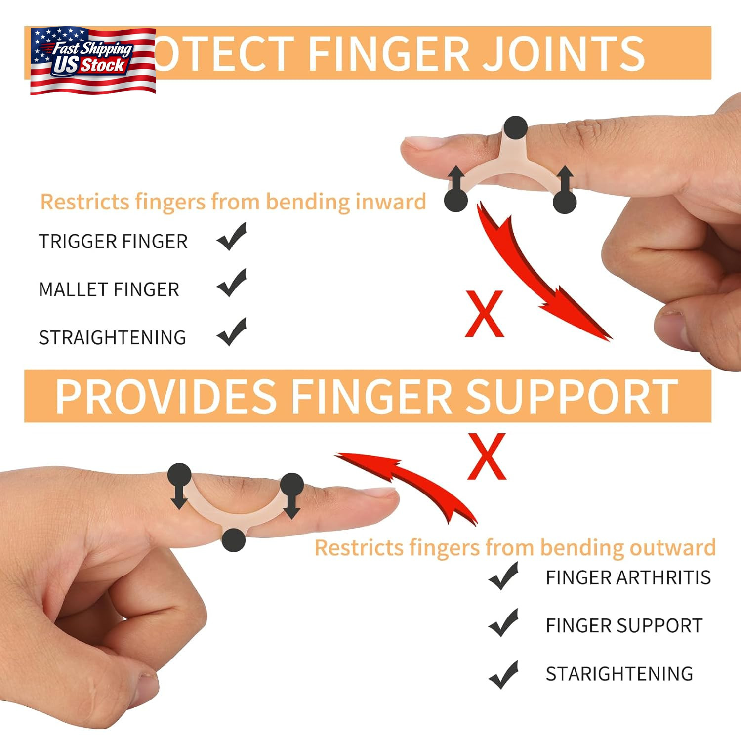 CAGSIG Oval Finger Splints, 5PCS Oval Trigger Finger Splint for Trigger/Mallet/A