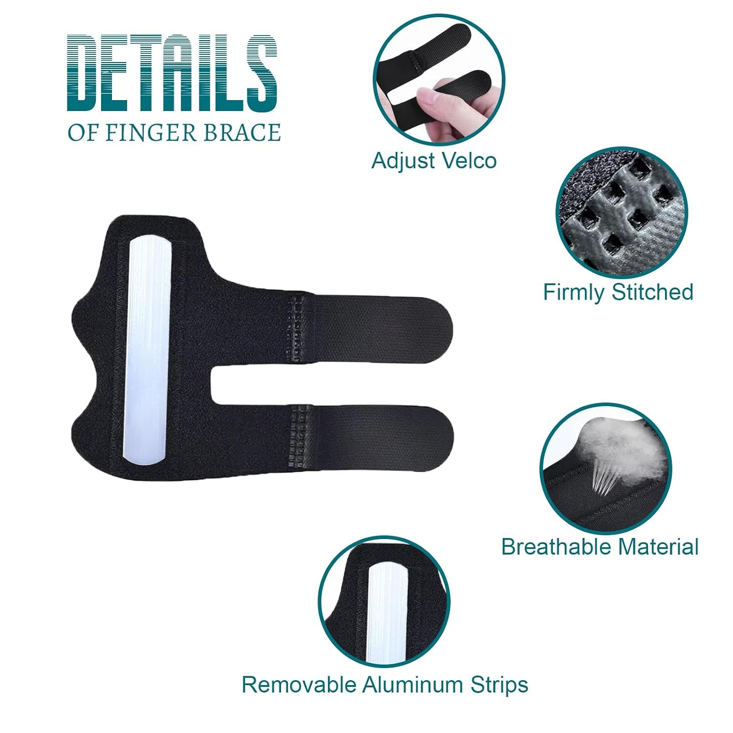 Finger Splint, Black, 2Pcs Trigger Finger Splint Brace | for Injuried Middle, In
