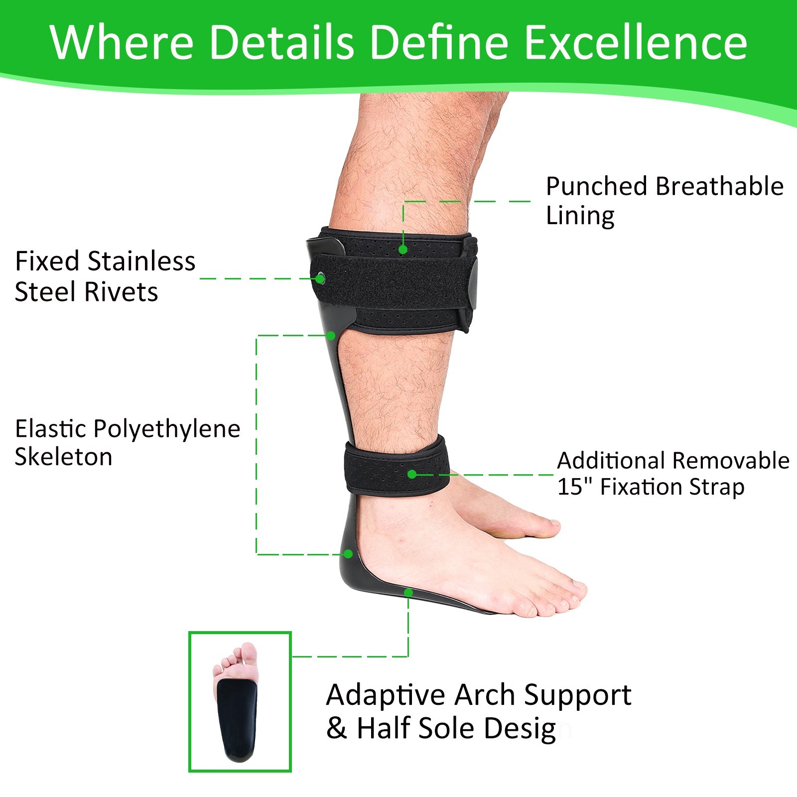 AFO Drop Foot Stabilizer Support for Walking with Shoe for Men and Women