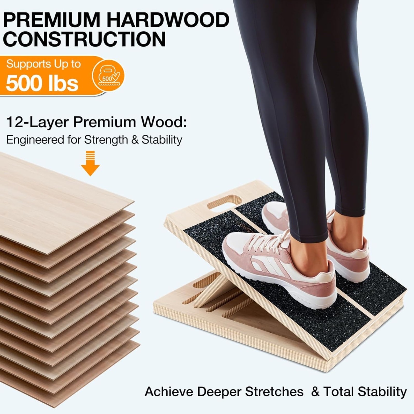 Calf Stretching Slant Board Wooden Incline Wedge for Foot Ankle Mobility Balance