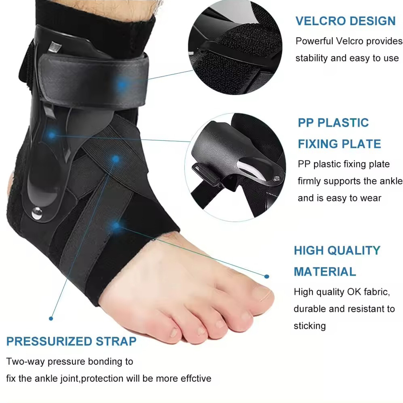 Black Ankle Brace Support Compression Stabilizer Pain Relief Foot Lace Wrap