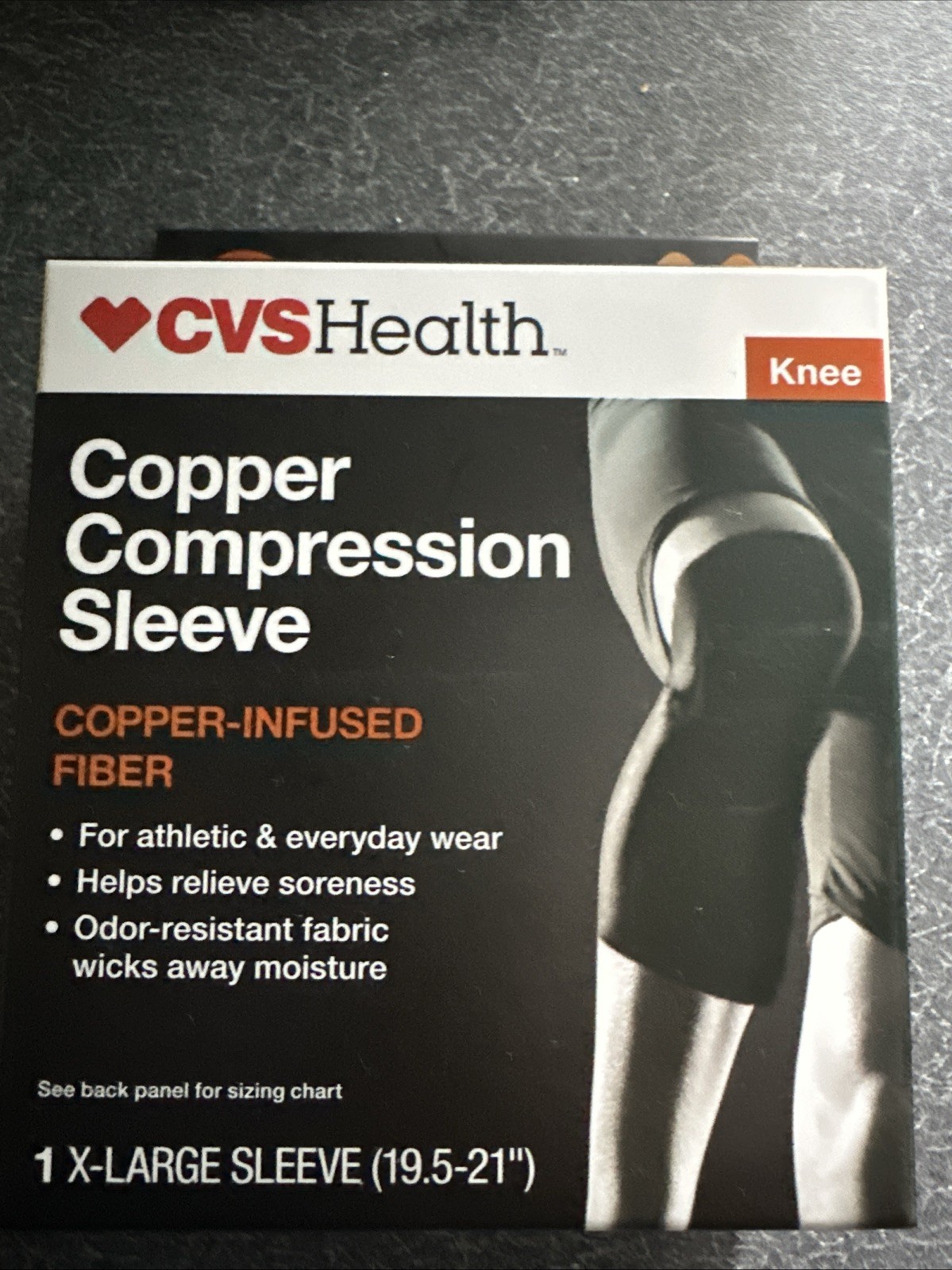 CVS Health Knee Copper Infused Compression Sleeve, X-Large NEW