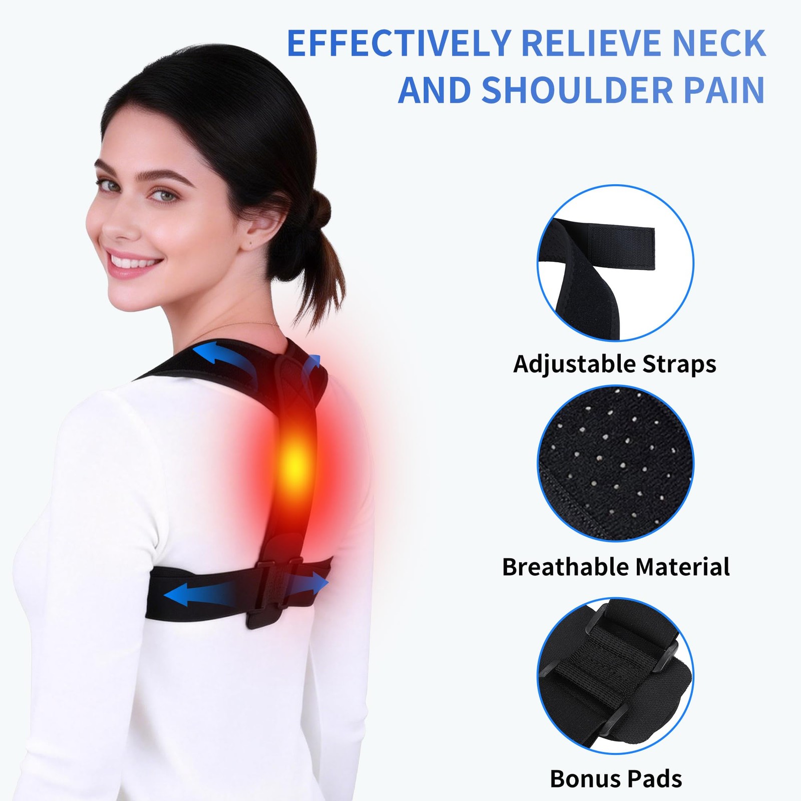 Lukvcoe Upper Back Brace Posture Corrector for Women and Men, One Size, Black