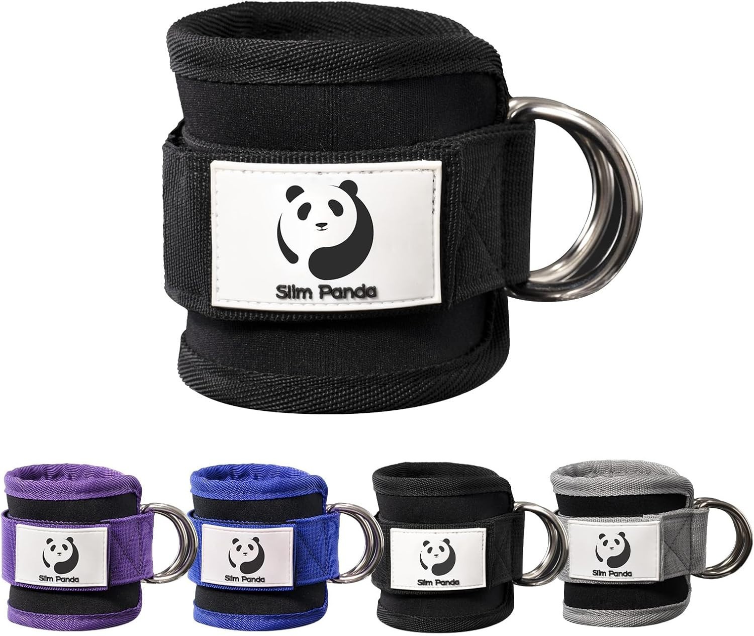 Adjustable Black Ankle Straps for Cable Machine, Men & Women, Neoprene