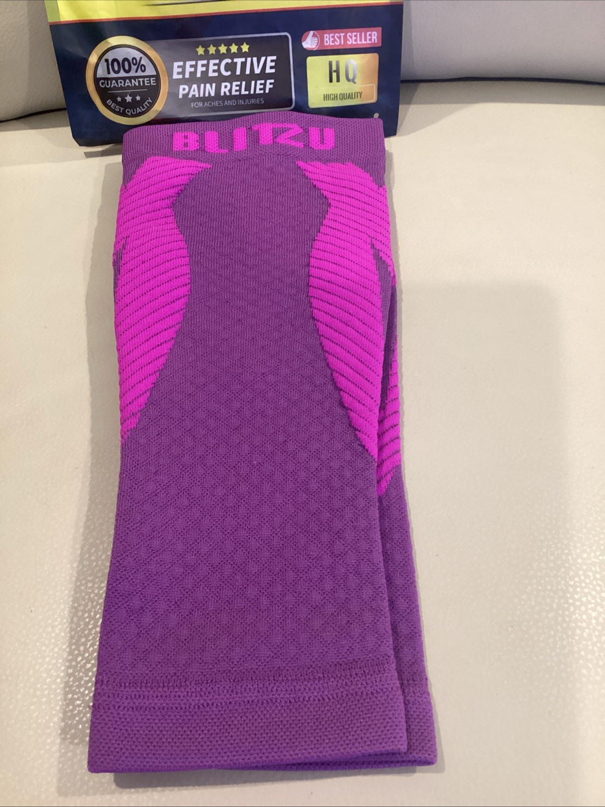 Blitzu Premium Large-XL Calf Compression Sleeve For Men & Women Footless Purple