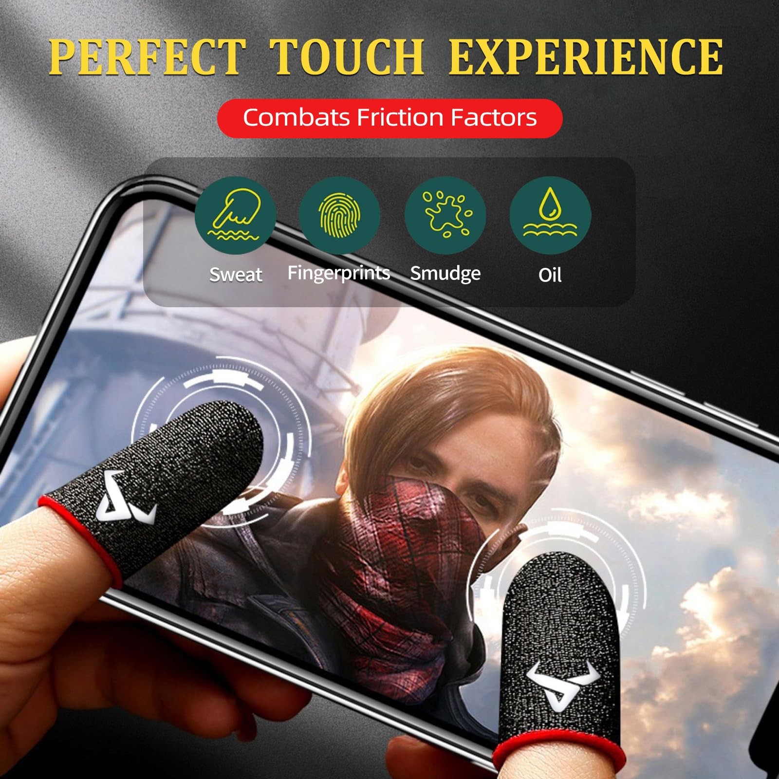 8 Pack Finger Sleeves for Gaming,Thumb Mobile Silver fiber(8 PCS)