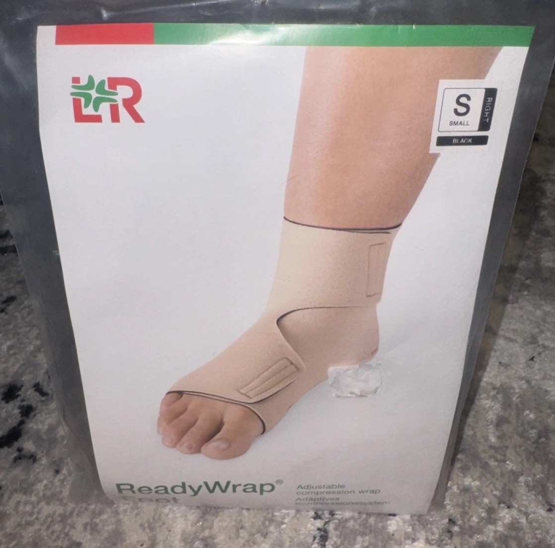 L & R Black Adult Right Foot Sz Small Ready Wrap Adjustable Compression