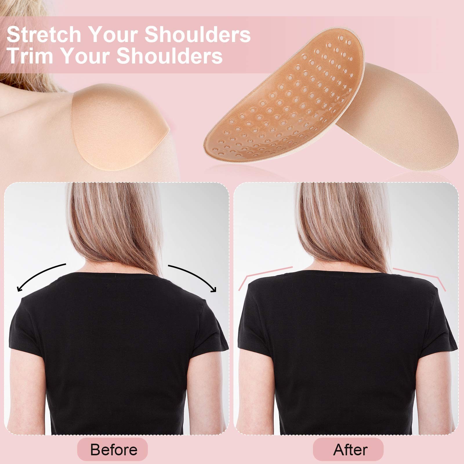 4 Pairs Women Shoulder Pads Push up Soft Adhesive Silicone Anti Slip Enhancer…