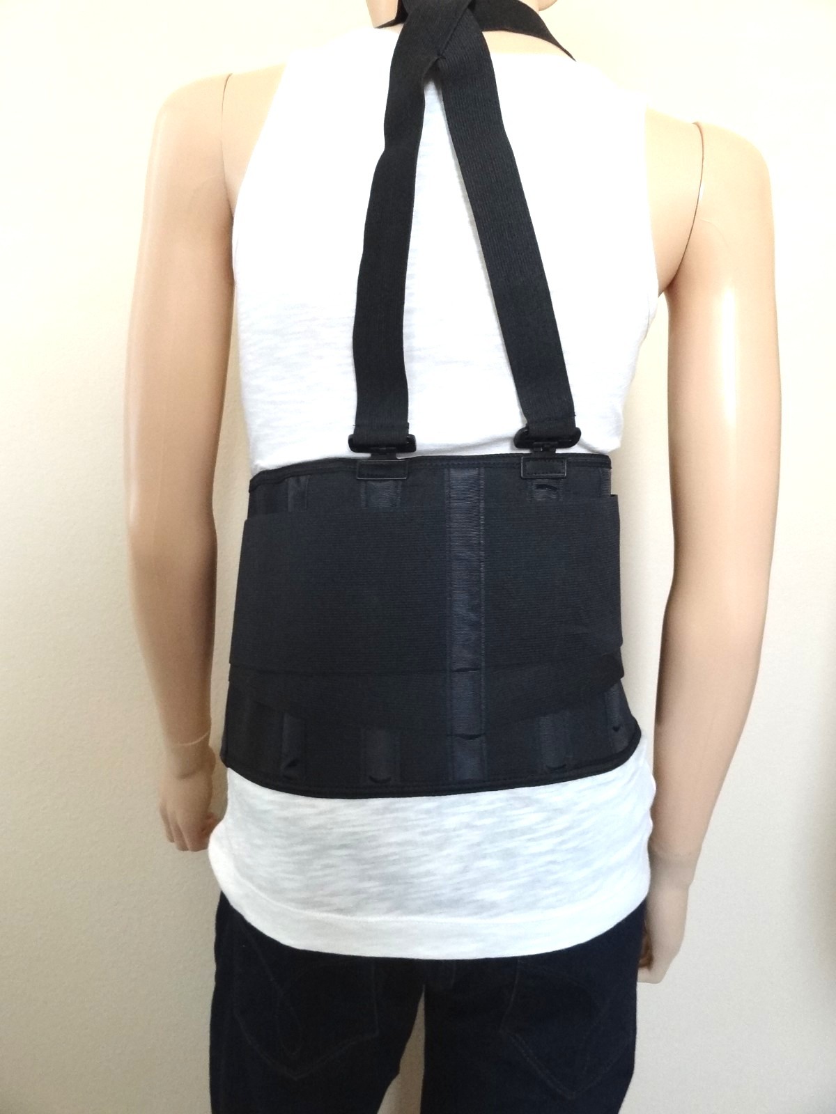 Impact 7389M Economy Back Support with Suspenders Sz. M ~ Black 5″W x 3″D x 8″H