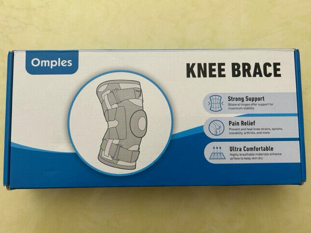Omples, Hinged Knee Brace for Knee Pain, with Side Stabilizers, X-Large, Black